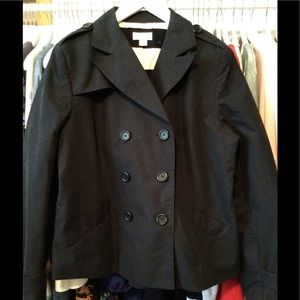 Ann Taylor pea coat style jacket navy with striped lining size 14